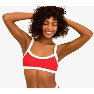 Dippin Daisy’s Padded Ribbed Womens Kelly Top in Color Poppy/Red and White NWT
